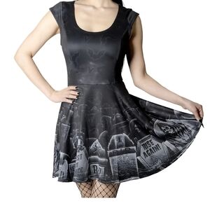 Kreepsville Tombstone Bat Skater Dress